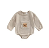 Little Bear - Waffle Knit Cotton Baby Oversized Romper.